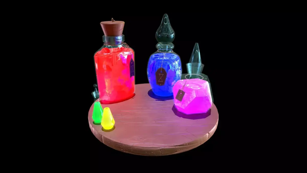 Stylized Set of Potions Low-poly 3D model