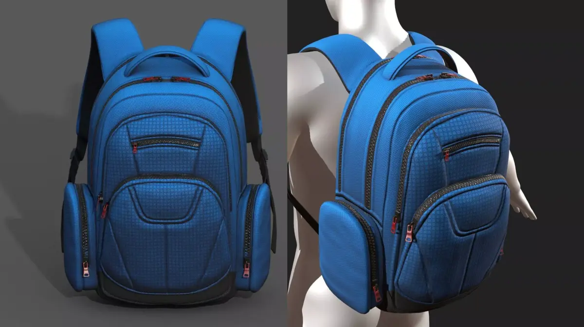 Backpack Camping color bag baggage fabric  Low-poly 3D model