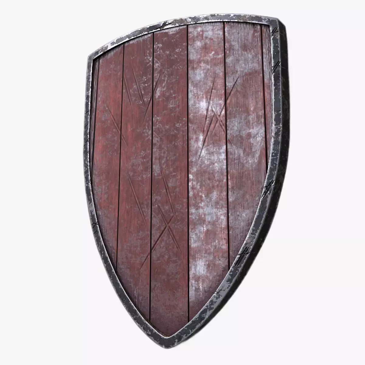 Aged Wooden Viking Shield with Metal Rim Low-poly 3D model