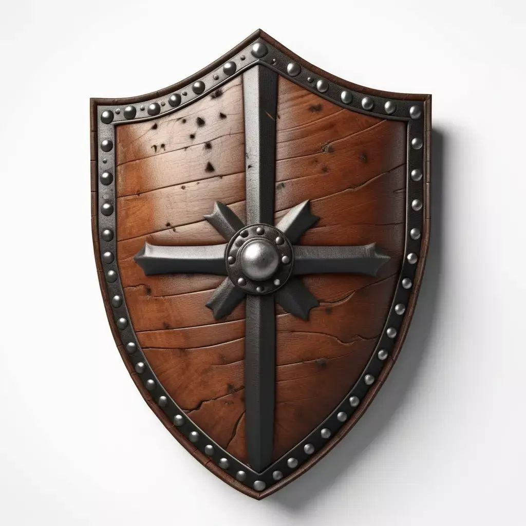 Worn Wooden Shield with Iron Studs 3D model purchase