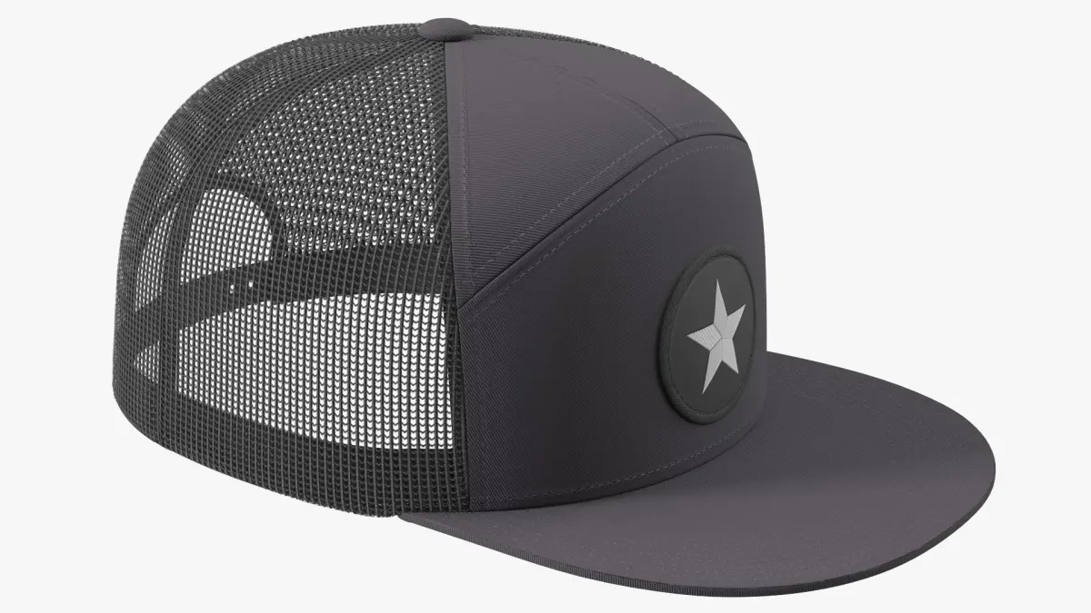 Flat Brim Trucker Hat Mesh Back 3D model