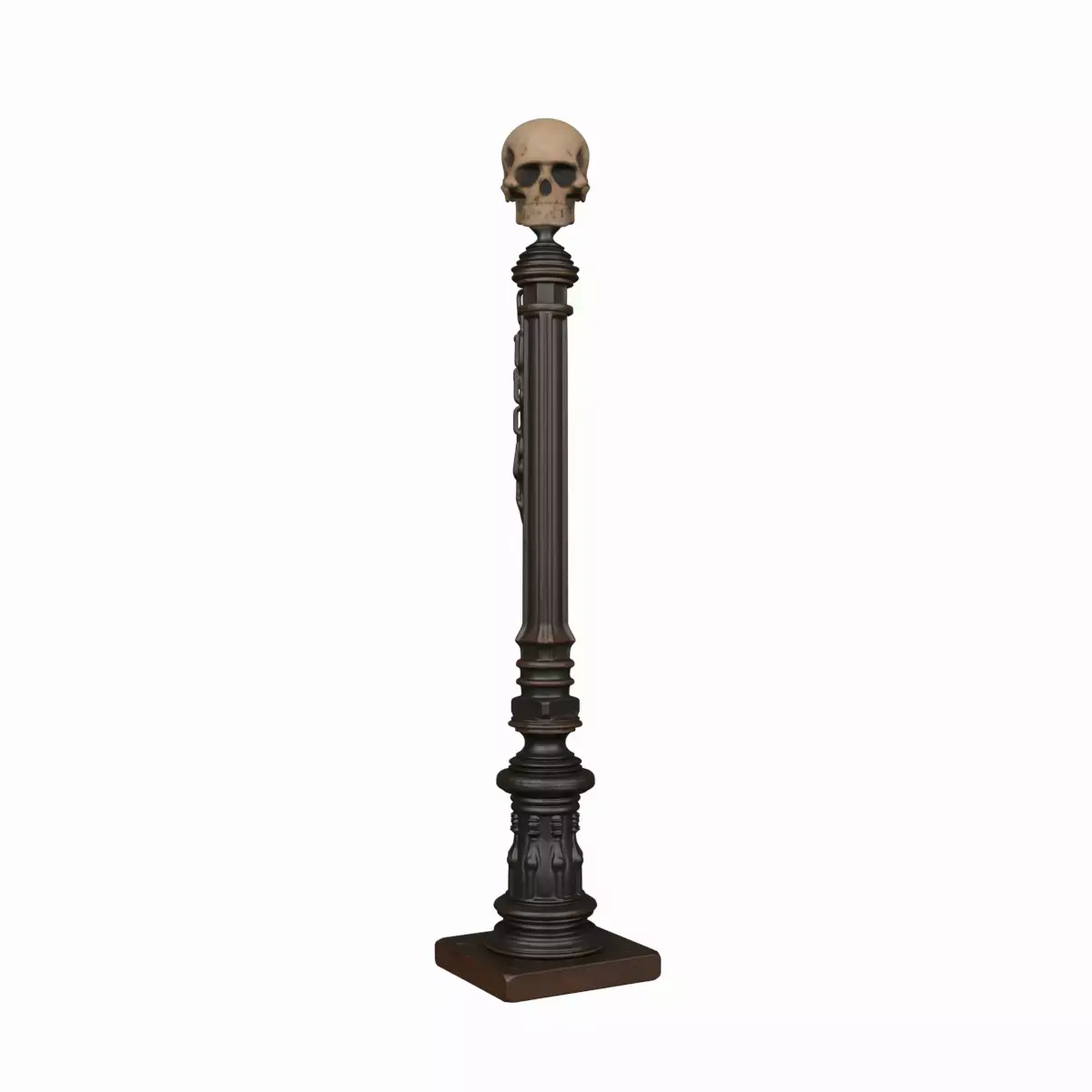 3D Detailed Gothic Wrought Iron Lantern with Skull 3D model