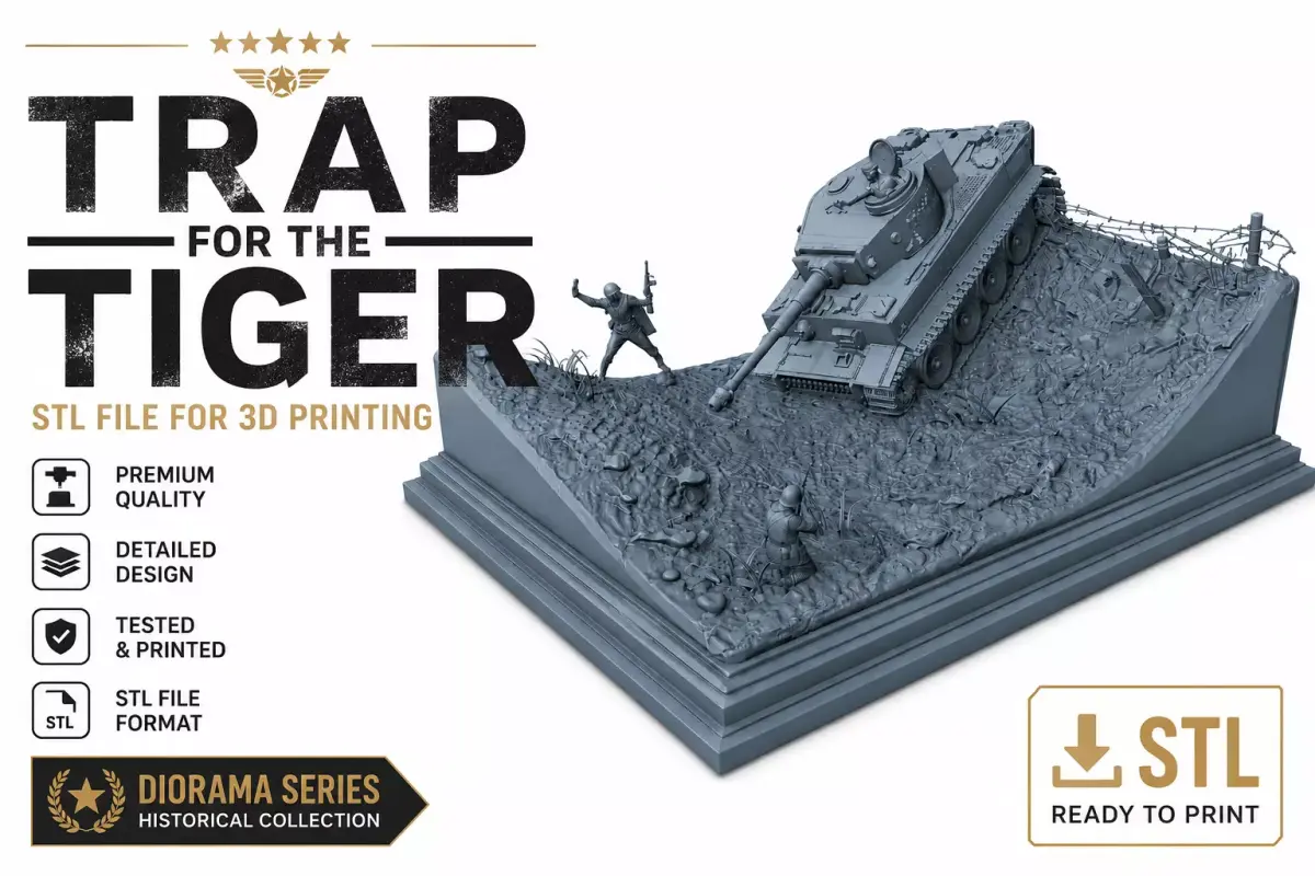 Trap for the Tiger WWII Tiger Tank Diorama STL File 3D print model