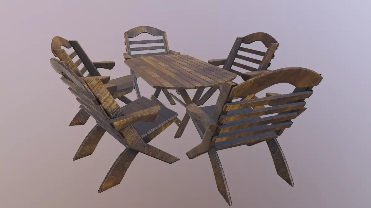  Garden Furniture Table Chair Free low-poly 3D model