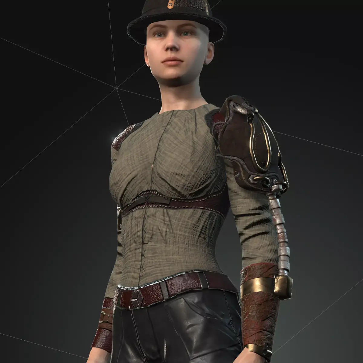 Steampunk rigged character Low-poly 3D model order