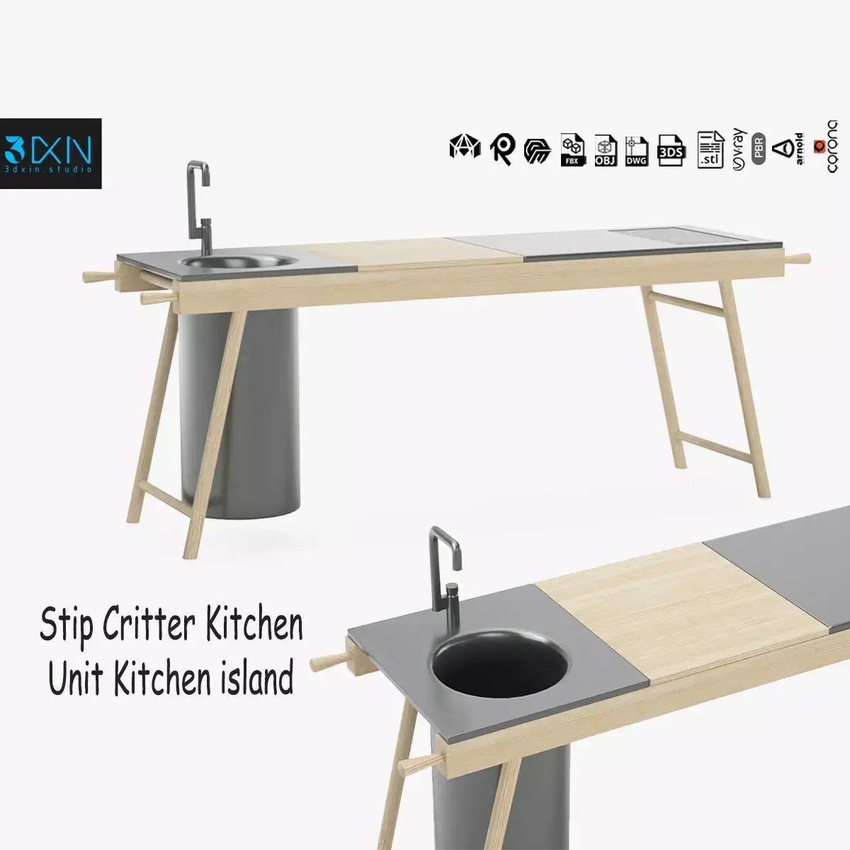 Stip Critter Kitchen Unit Free 3D model