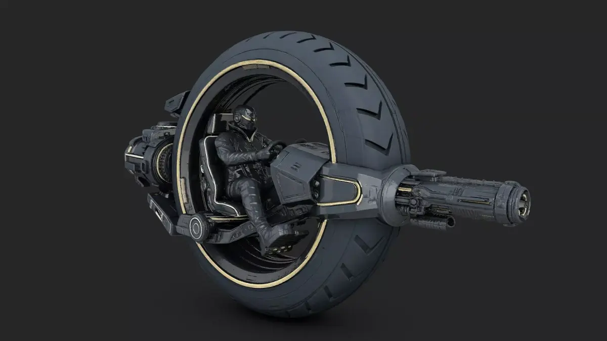 Futuristic Revolver Combat Monocycle High Poly Resolution 3D model