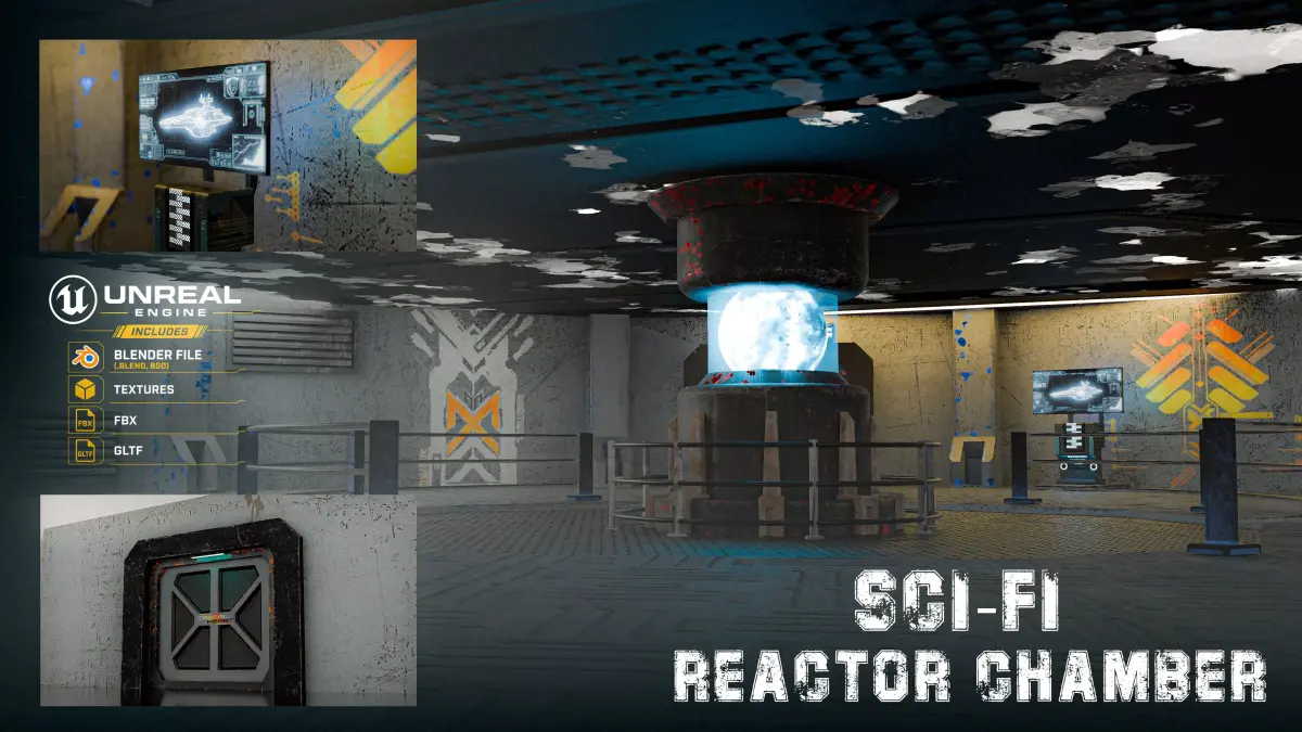 Digital Heart - Energy Core Chamber Sci-Fi Environment  Low-poly 3D model