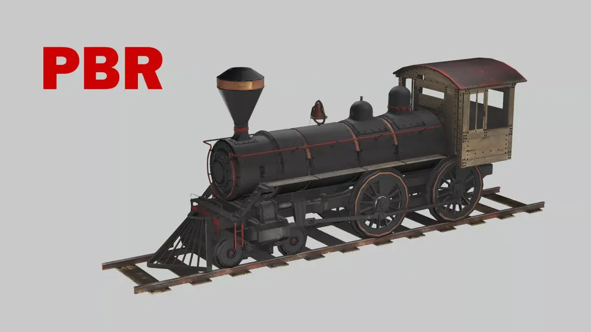 Steam Locomotive Old Train 2 Low Poly 3D Model Low-poly 3D model