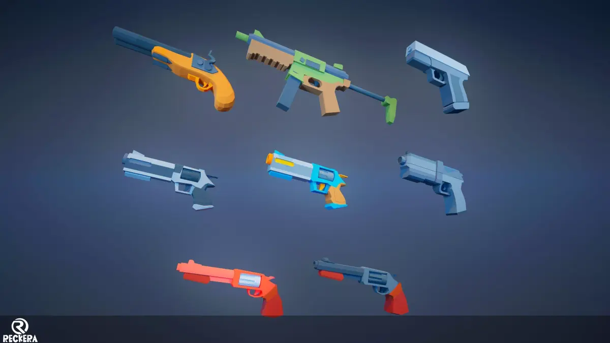 Poly Weapons Pack 01 Low-poly 3D model