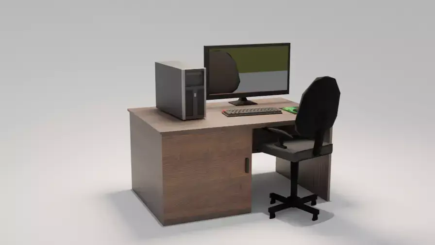 Computer Table  Free low-poly 3D model