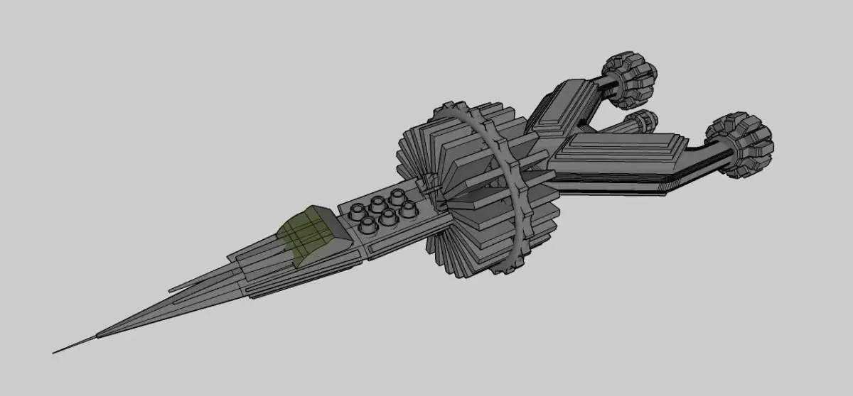 Spaceship with two propellers 3D model