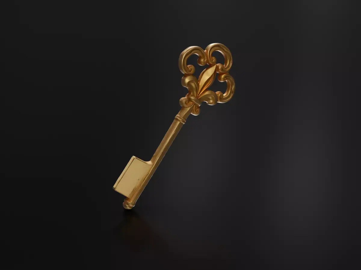 Golden key 3D print model