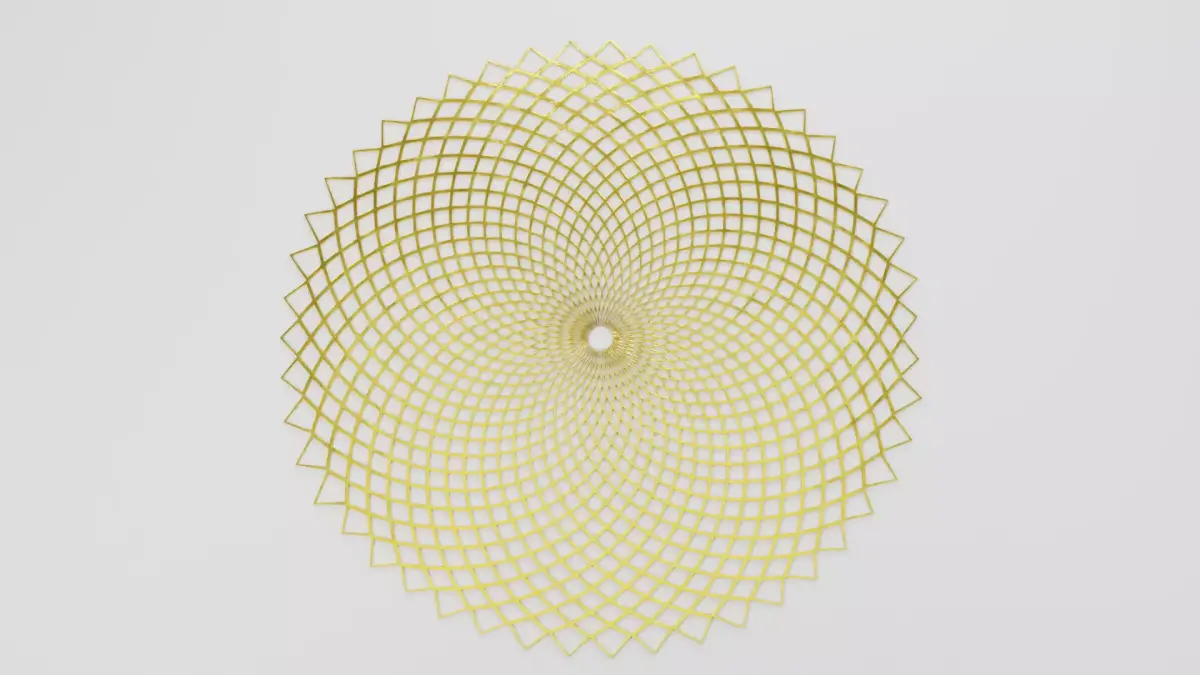 Fibonacci Phyllotaxis Spiral Disc - Gold Metal Low-poly 3D model