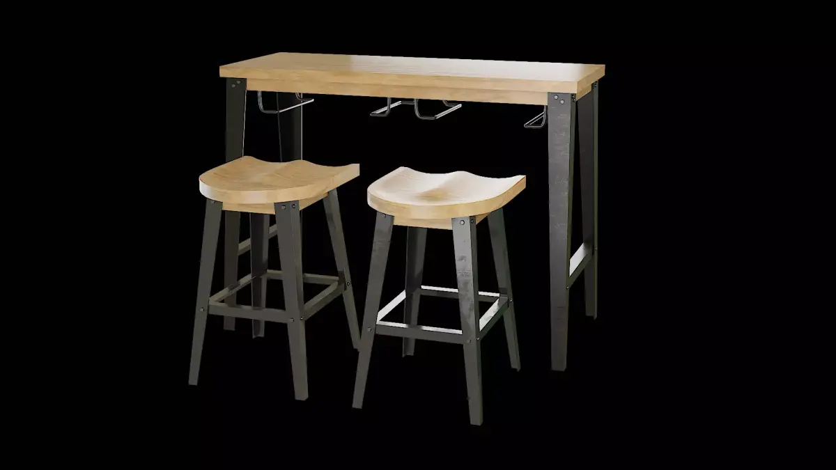 Dining Table Set-02 Low-poly 3D model