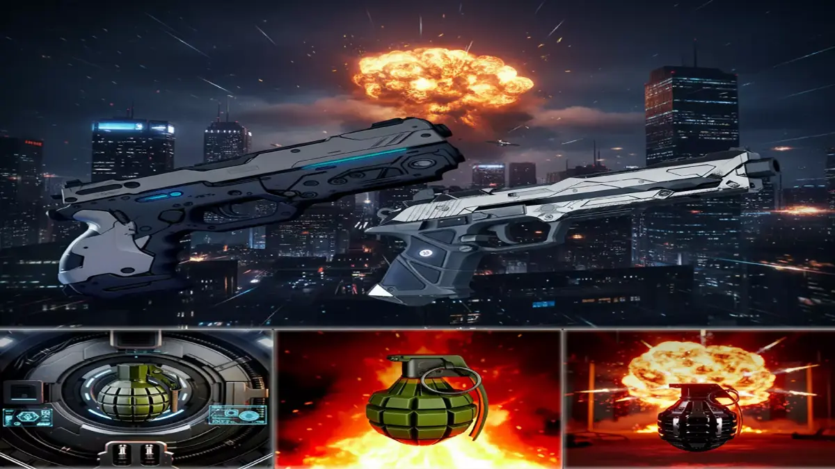 Futuristic Weapons Grenades 3D Pack  Sci Fi Gun Collection Low-poly 3D model