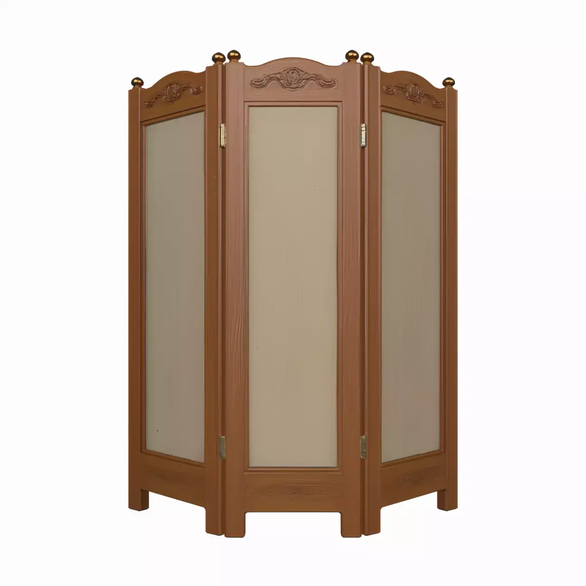 3D Wooden Bank Privacy Screen Fabric Panels and Brass Hardware 3D model