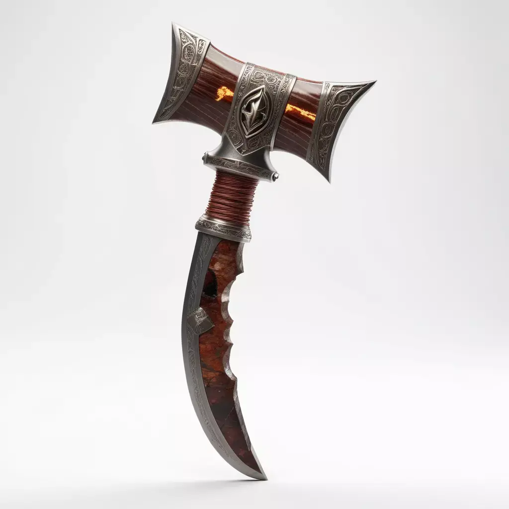 Ornate Fantasy Axe Dagger Weapon 3D model