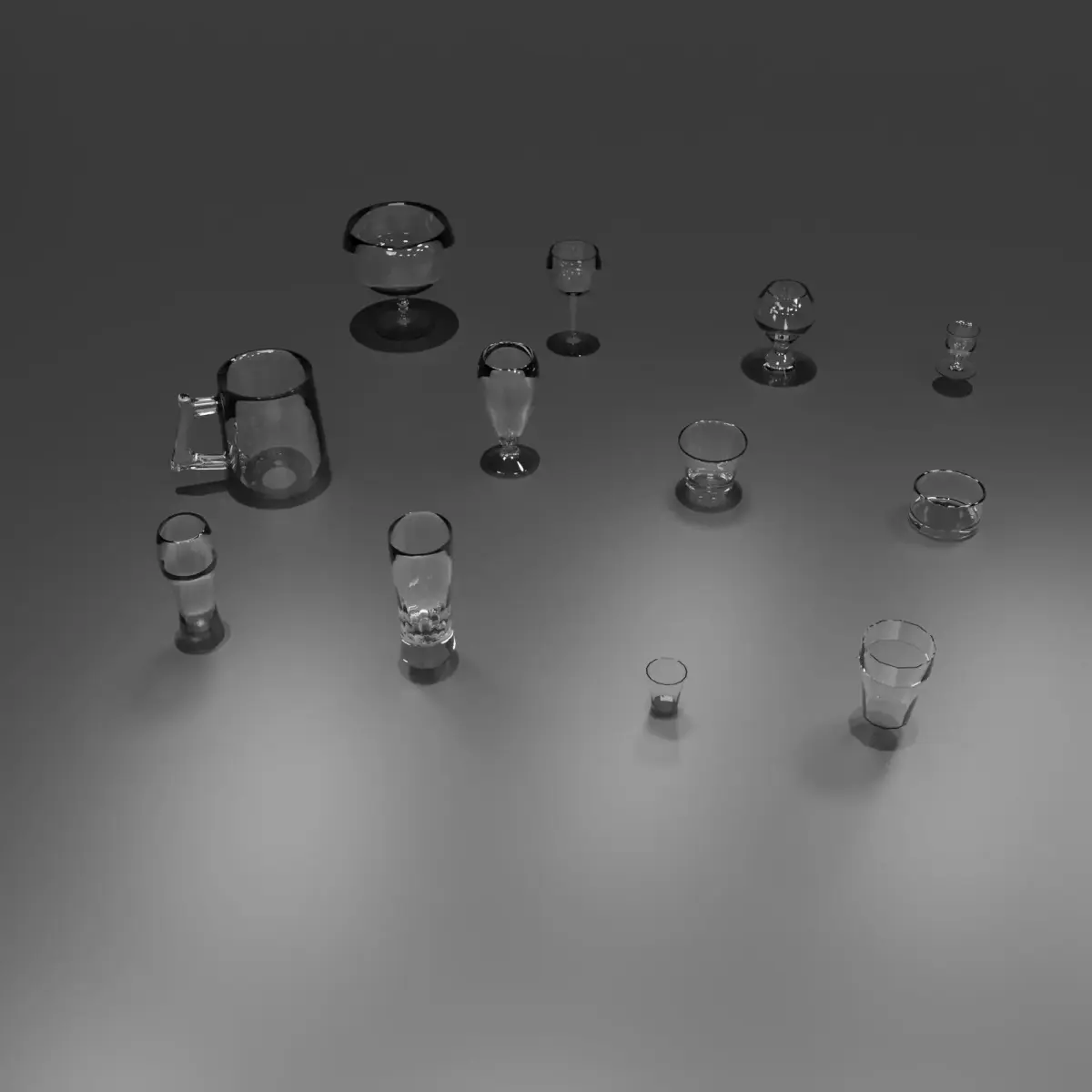 Modern Drinking Glass Pack  Realistic Restaurant Cups Free low-poly 3D model