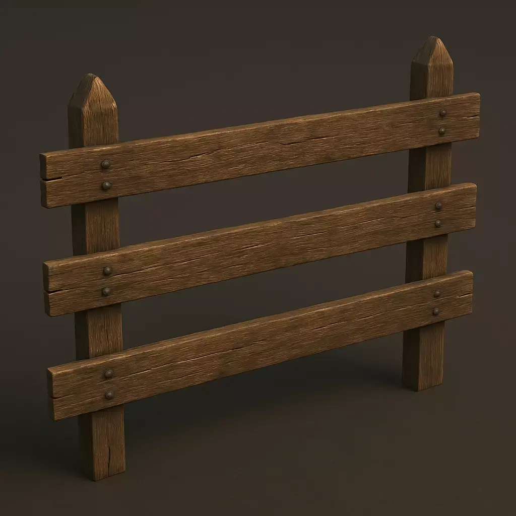 Rustic Wooden Fence 3D Model 3D model