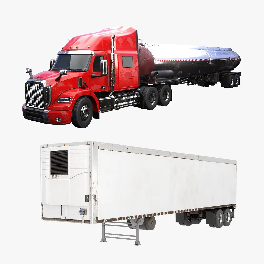 Generic Semi Truck Sleeper and Trailers Collection 3D model