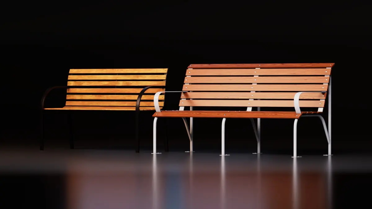Modern Outdoor Wooden Bench Pack 3D model