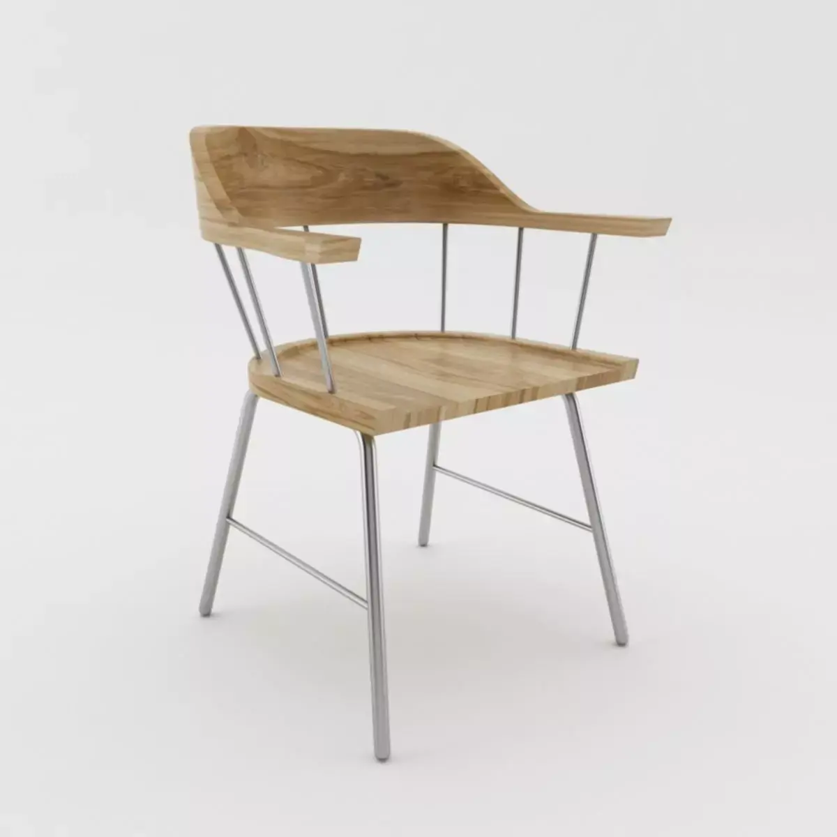 chair wooden with metal legs Free low-poly 3D model