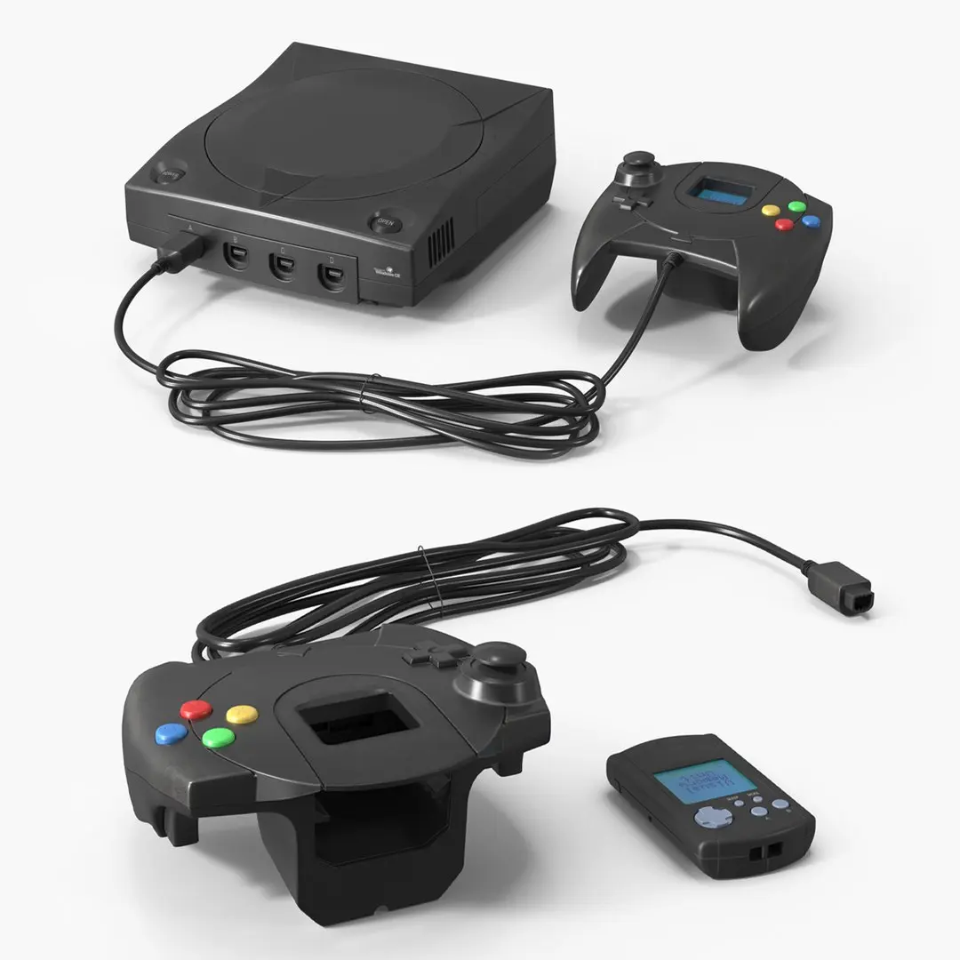 Retro Style Game Console with Game Controller Black 3D model