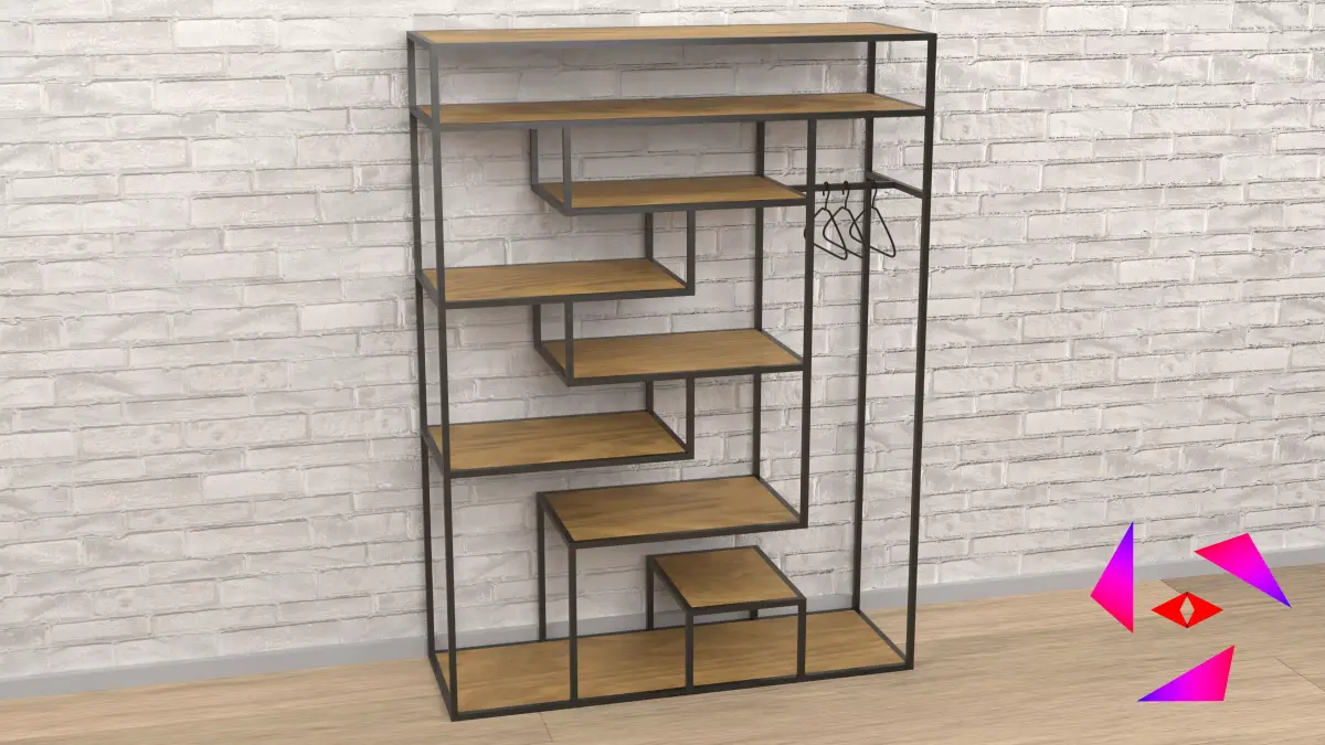 Shelf on the floor with a hanger Free 3D model