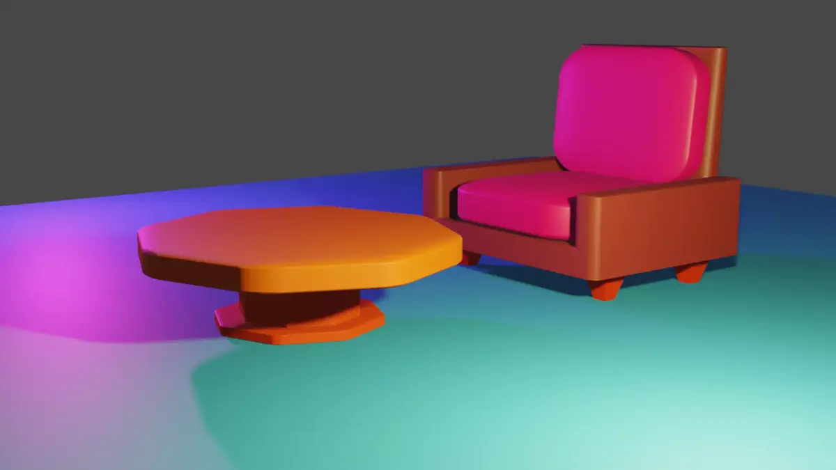 Free low poly single sofa or couch and a table  Free low-poly 3D model