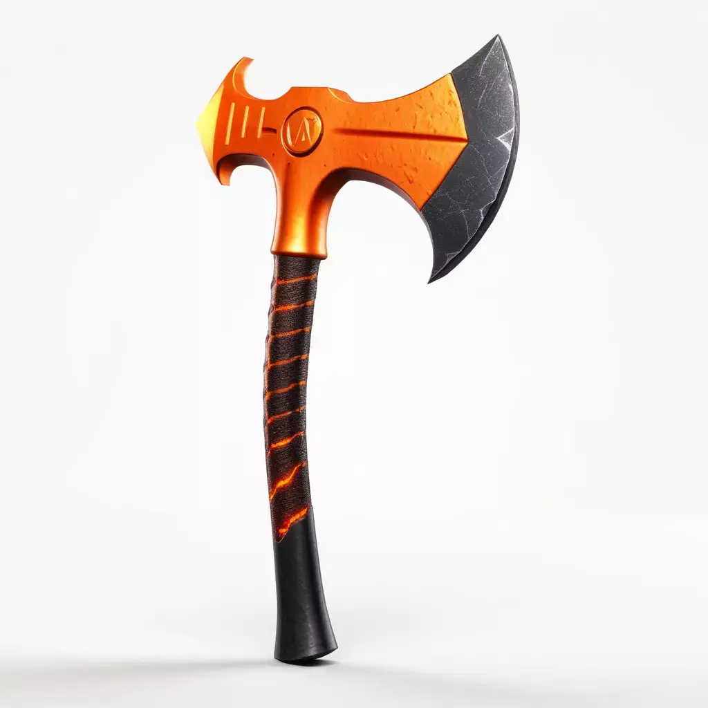 Orange Magma Pickaxe with Obsidian Handle 3D model
