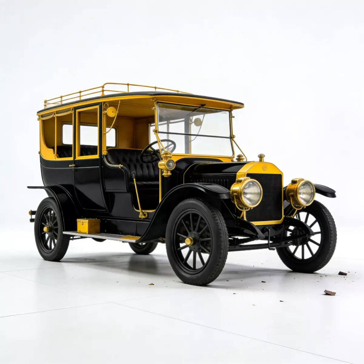 Classic Antique Limousine Black Yellow Vehicle 3d model Low-poly 3D model