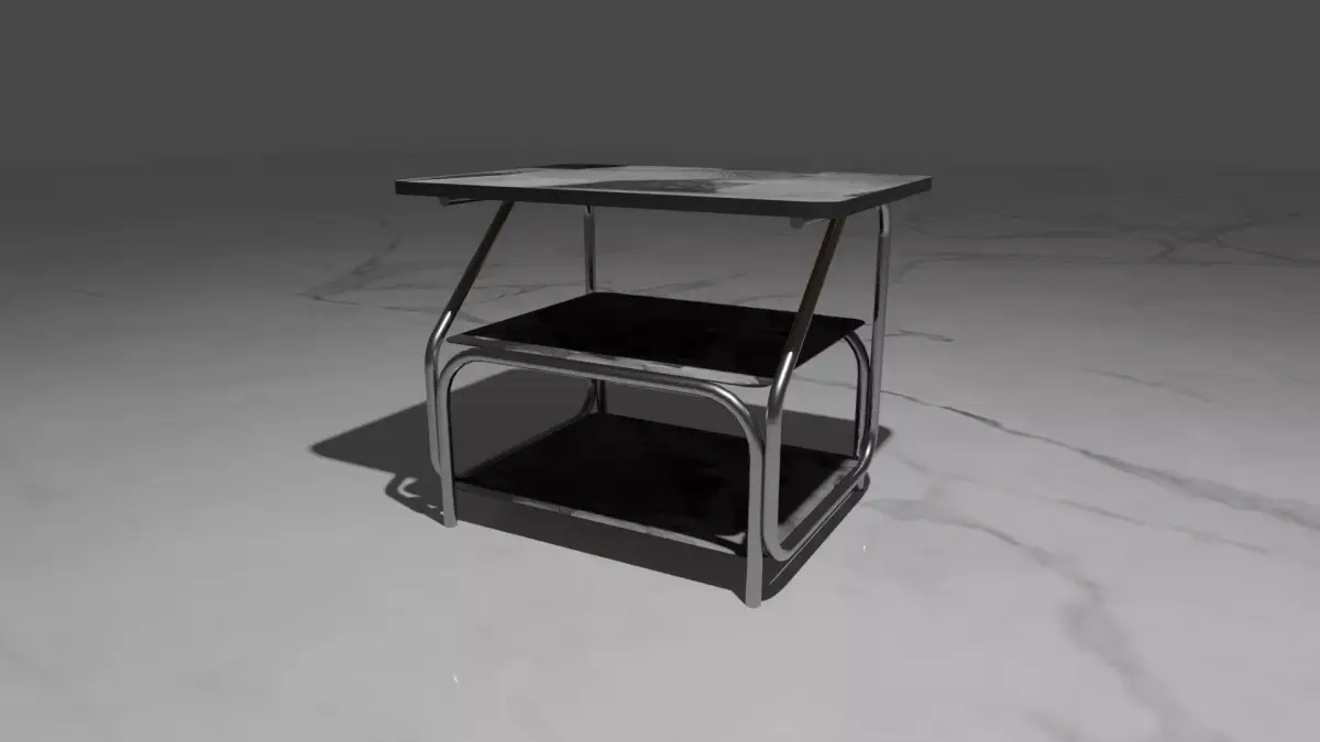 Table side with two shelves Free low-poly 3D model