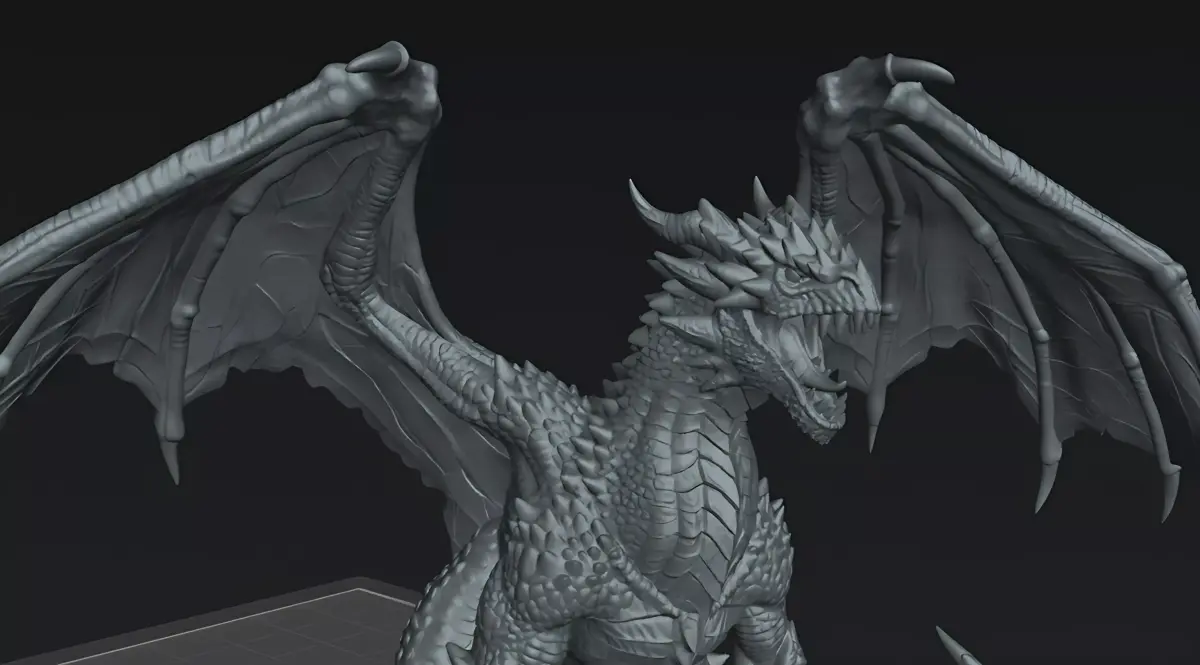 Dragon Wings of Ash  Dark Fantasy Dragon STL Miniature 3D print model