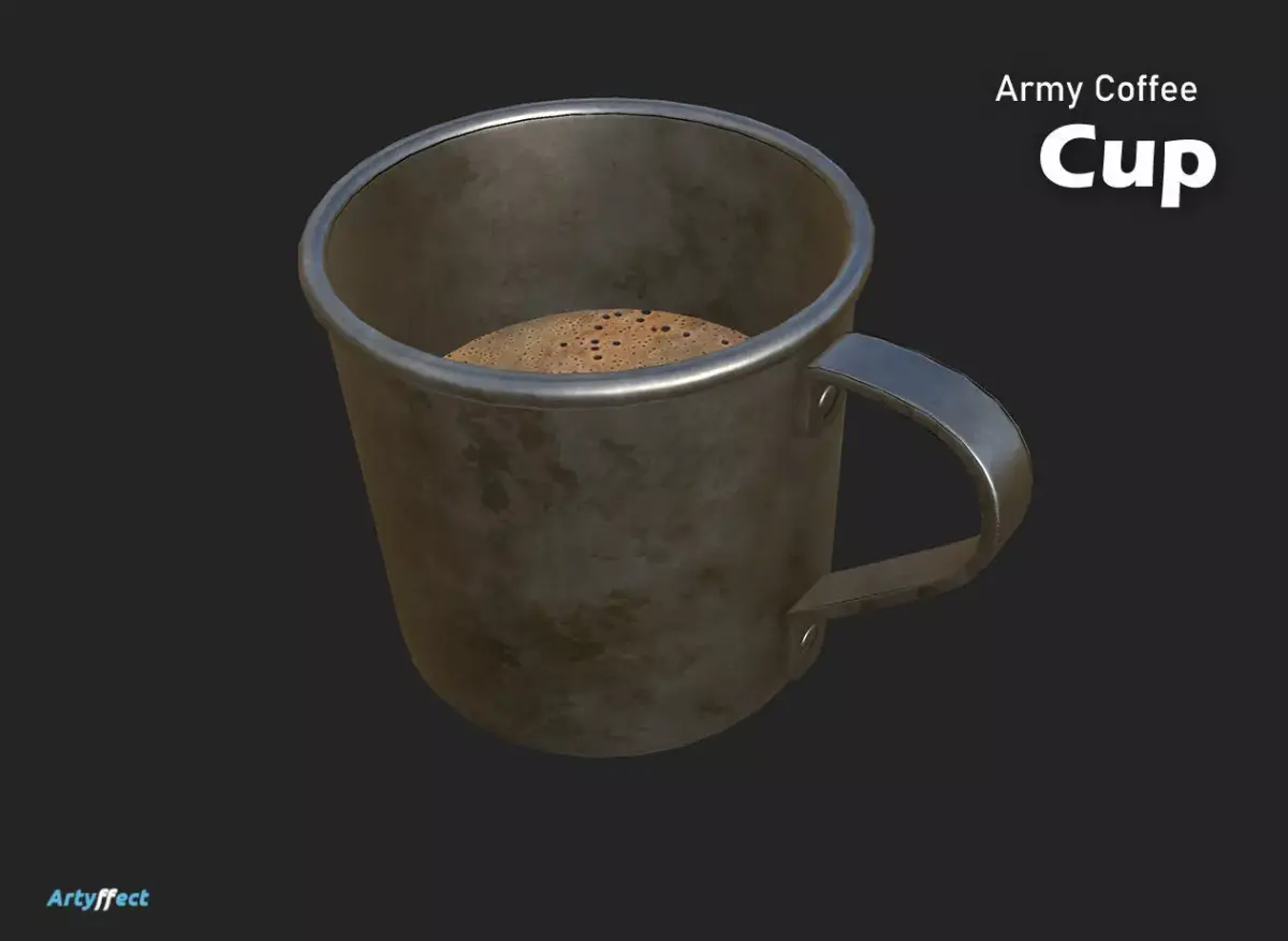 WW2 Military Coffee Cup Game Ready Textured Low-poly 3D model