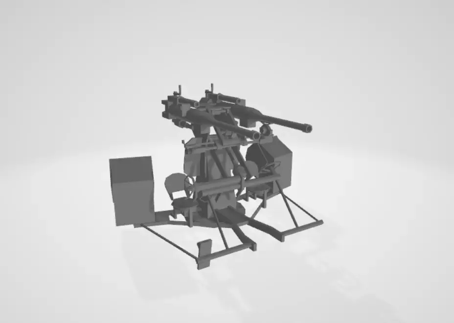 FRENCH WW2 AA GUN X2 Low-poly 3D model