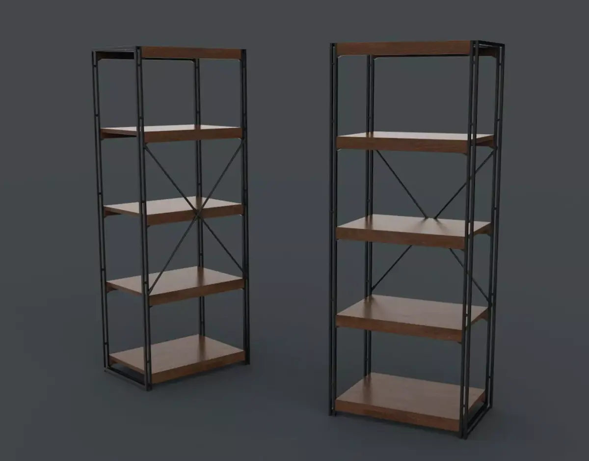 Bookcase Wooden Black and Brown Free 3D model
