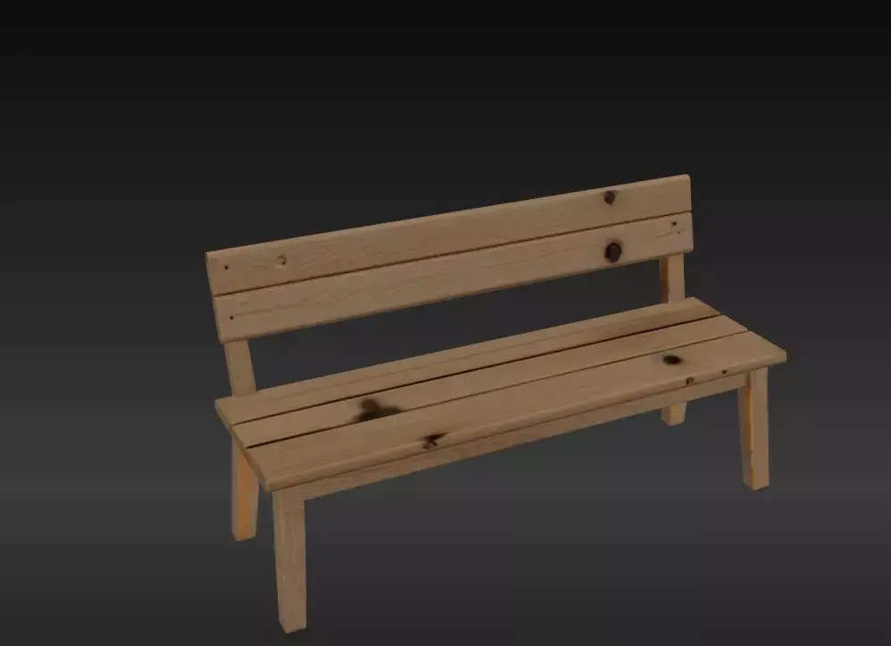 Bench Low-poly 3D model 12