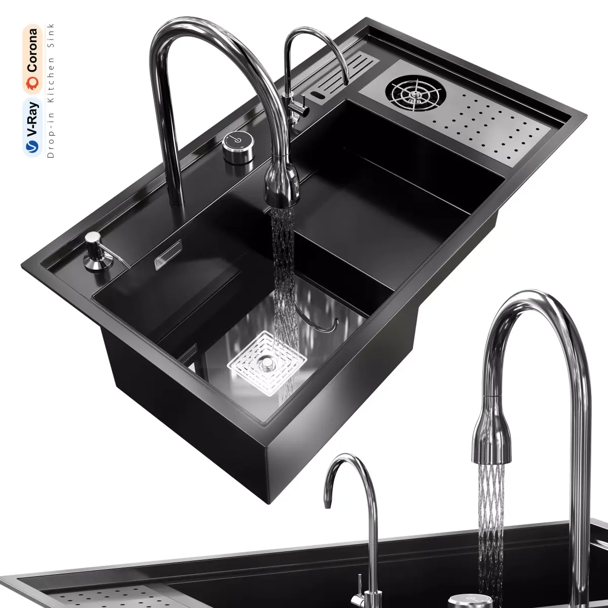 Drop-in Kitchen Sink 2 3D model