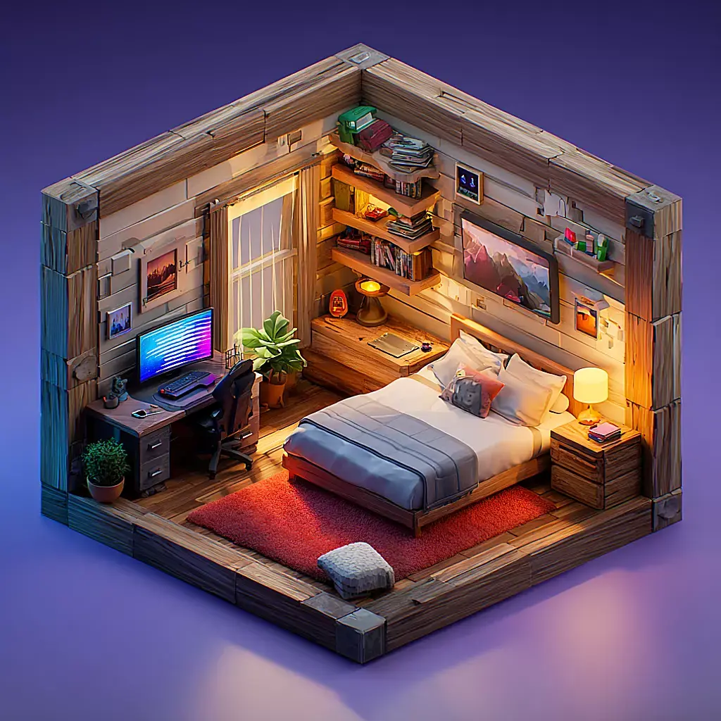 FREE Isometric Rooms Free low-poly 3D model