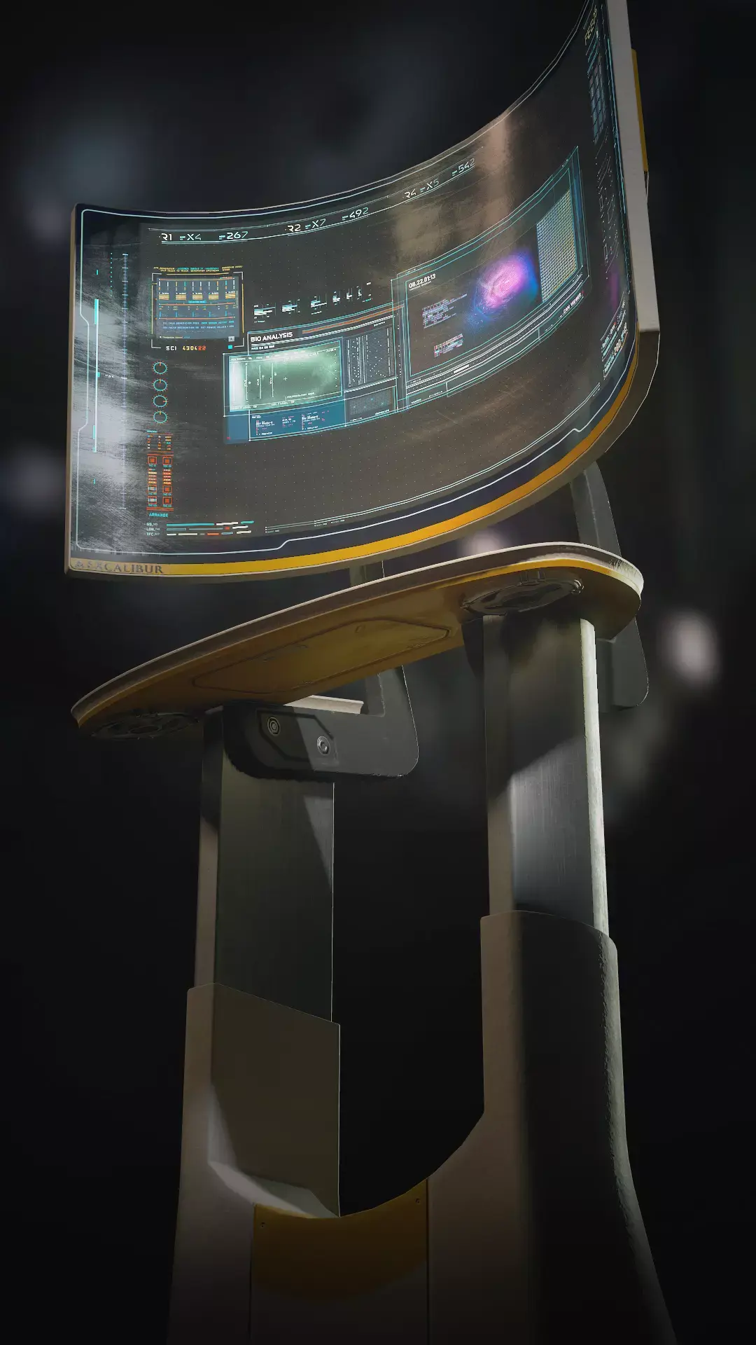 Excalibur standing computer terminal Low-poly 3D model