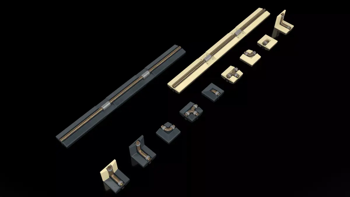 Interior Sci-fi Small Brass Tubes PBR 3D model