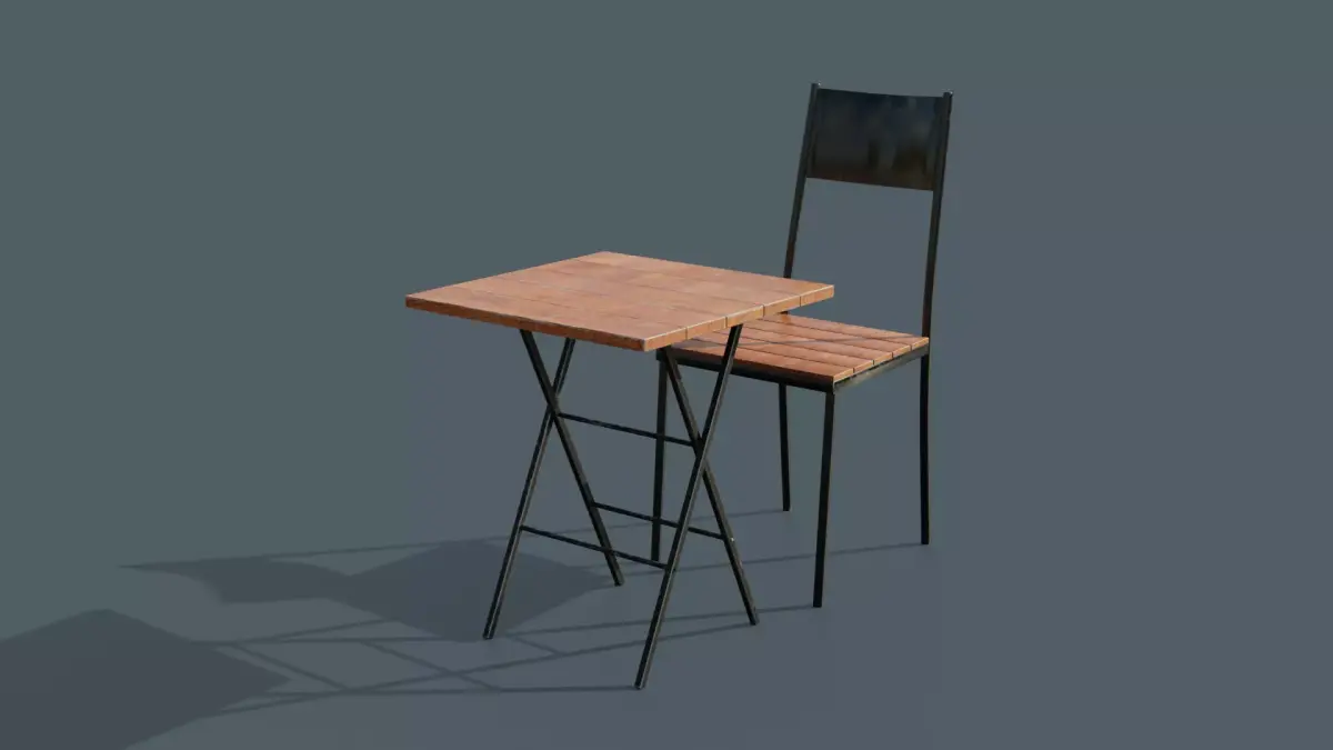 Table and Chair Free low-poly 3D model buy