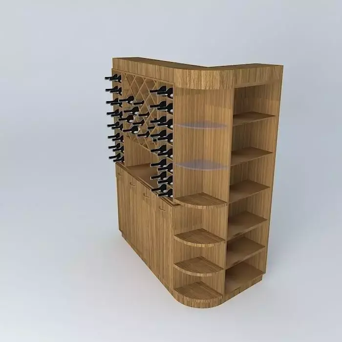 Kit wooden wine rack with shelves Free 3D model