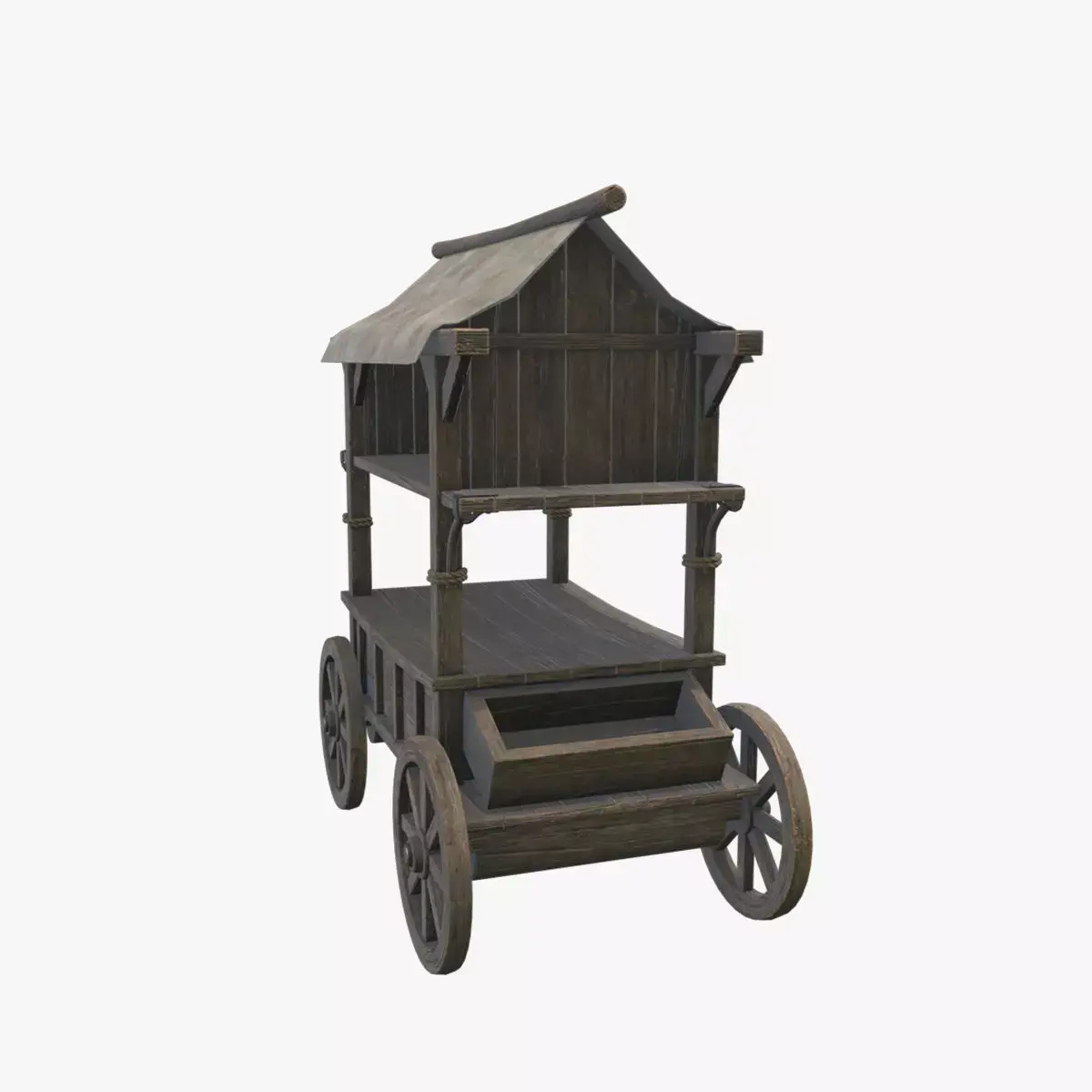 Medieval Cart V10 Low-poly 3D model