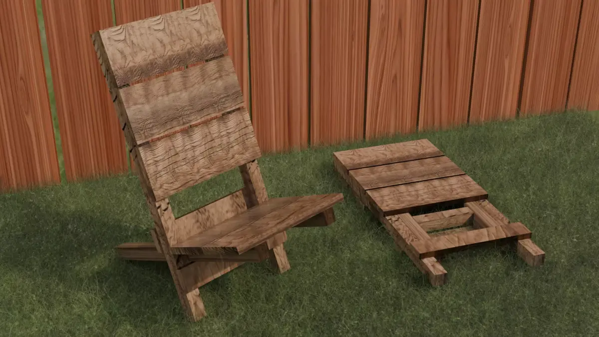 Folding Wood Camping Chair Low-poly 3D model