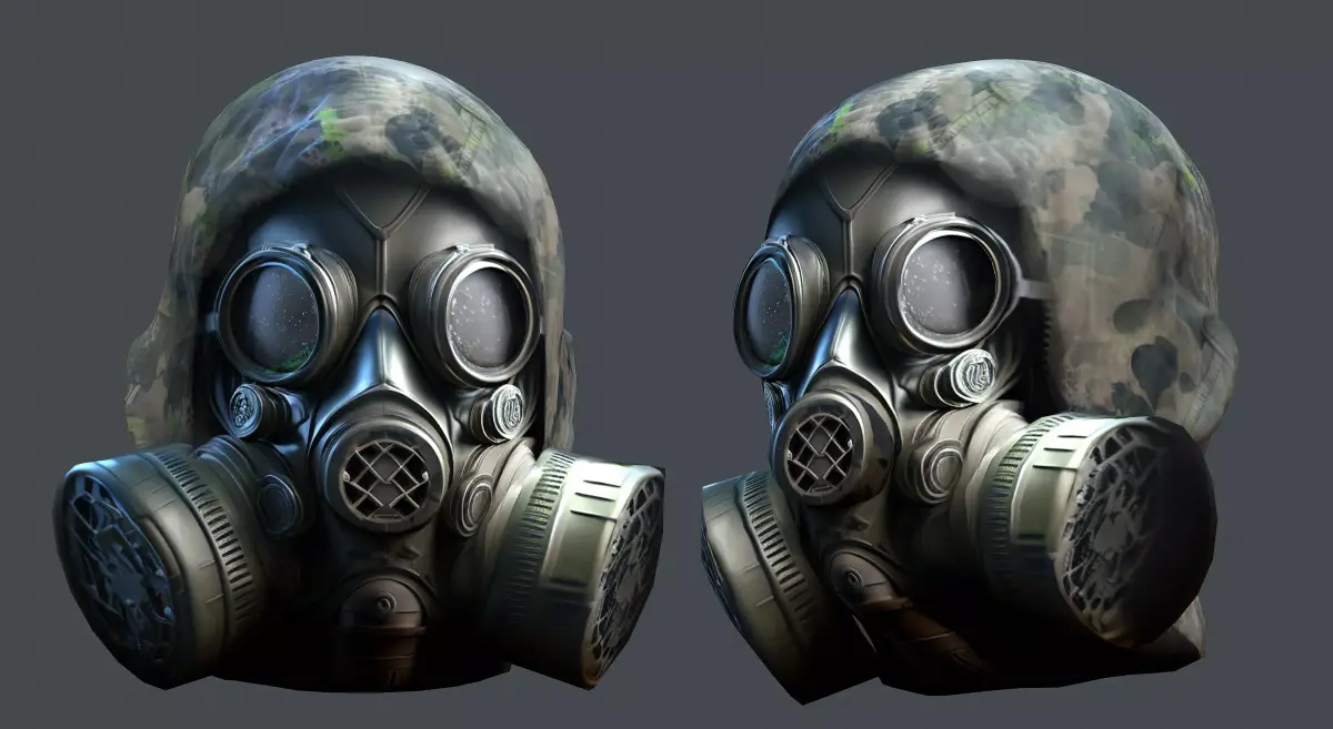 Gas mask helmet 3d model military combat Low-poly  Low-poly 3D model 9