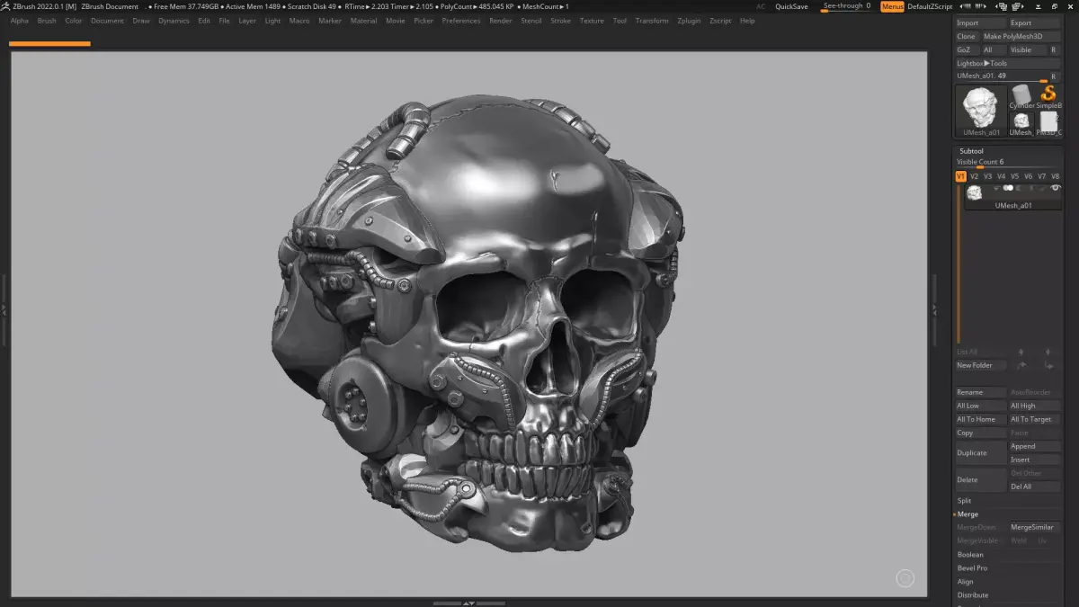 skull robot head a02 3d print model 3D print model