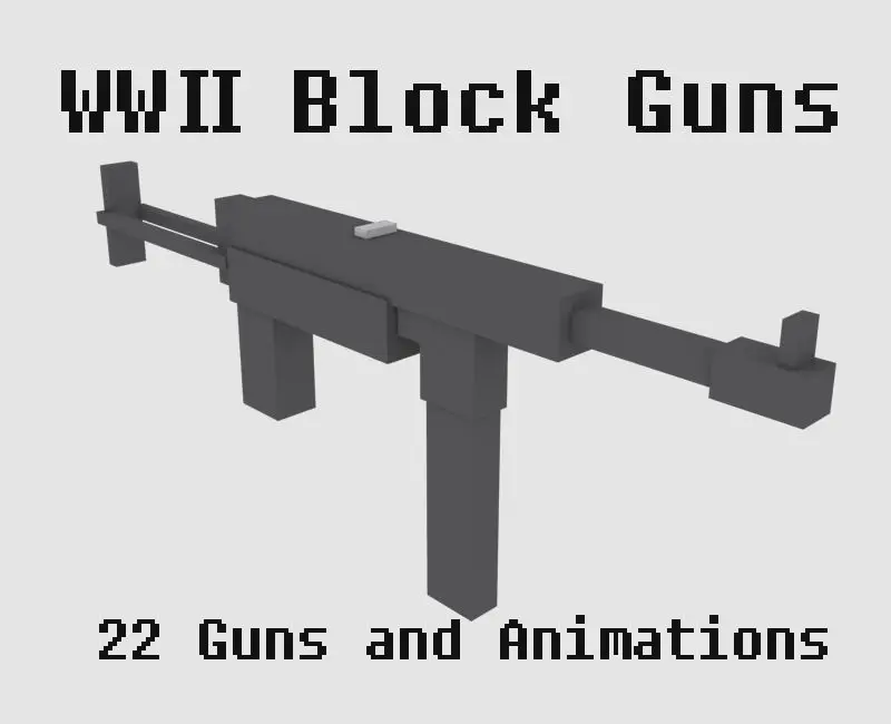 Block Guns WW2 Animated Low-poly 3D model