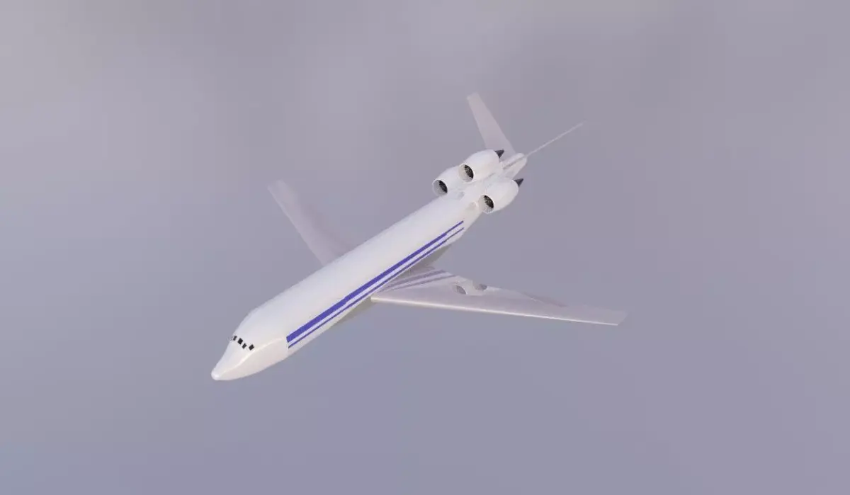 Fictional V-Tail Tri-Jetliner Concept - Non-IP Asset Low-poly 3D model